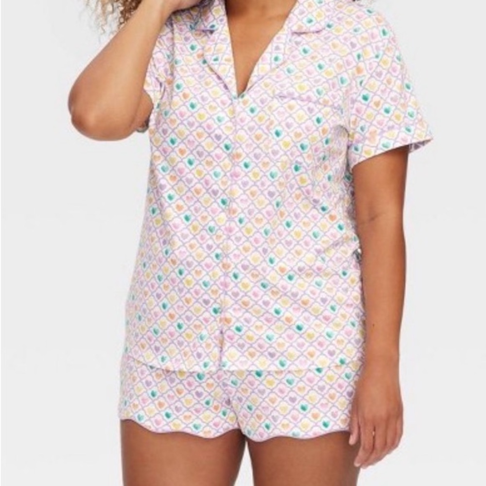 Roller Rabbit Women's Short Pajama Set in Multicolor Heart Print